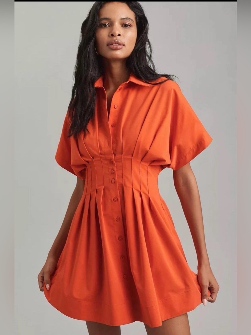 Anthropologie Tobie Mini Shirtdress by Exquise Red 3X NWT